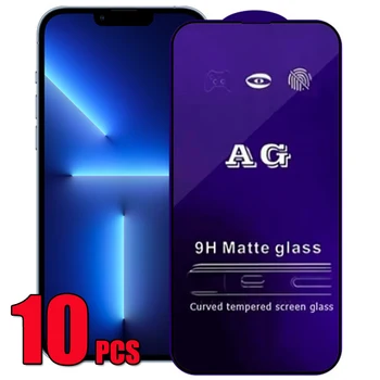 10pcs AG מט מזג זכוכית סרט אנטי-אור כחול מגן מסך לאייפון 15 Pro מקס 14 + 13 Mini 12 11 XS XR-X 8 7 SE