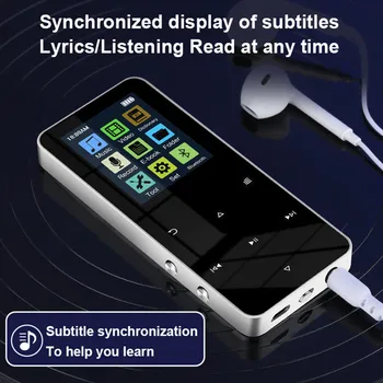 2.0 אינץ מתכת לגעת MP3 MP4 נגן המוזיקה Bluetooth 5.0 תומך כרטיס, עם רדיו FM שעון מעורר פדומטר ספר אלקטרוני רמקול מובנה