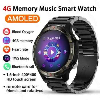2023 4G זיכרון גברים שעון חכם Bluetooth שיחה קולית עוזר המוזיקה המקומית שעון חכם כושר ספורט שעון של 1.6 אינץ מסך HD