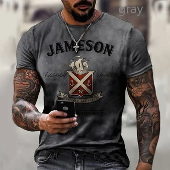 2023 חולצת הטריקו של הגברים בציר הדפסת 3D וינטג ' אירופאי ואמריקאי רחוב סגנון שרוול קצר חולצת הטריקו של גברים O-צוואר Oversize מקסימום