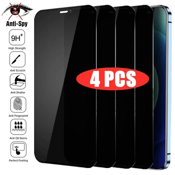 4PCS פרטיות זכוכית מחוסמת לאייפון 11 PRO מקס 12 13 מיני אנטי-ריגול מגיני מסך לאייפון 14 PRO מקס XS מקס XR 7 8 פלוס