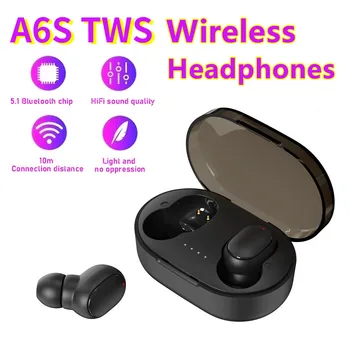 A6S TWS אוזניות אלחוטיות Bluetooth אוזניות ספורט סטריאו Fone Bluetooth אוזניות אלחוטיות אוזניות עבור כל טלפונים חכמים