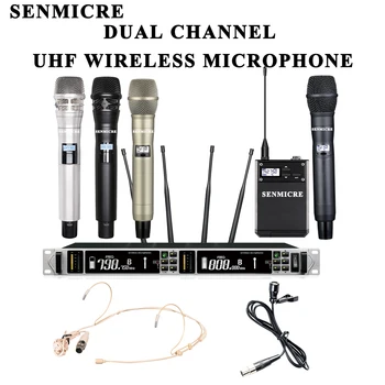 AT180 מקצוע אלחוטית הקול מיקרופון UHF ערוץ כפול מיקרופון אלחוטי מערכת כף יד מיקרופון לקריוקי הבמה Performanc