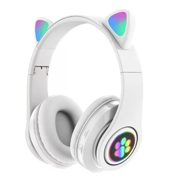 B39 חמוד האוזניים המשחקים אוזניות Bluetooth תואם-אוזניות אלחוטיות עם מיקרופון סטריאו מוסיקה מתקפל אוזניות(לבן)