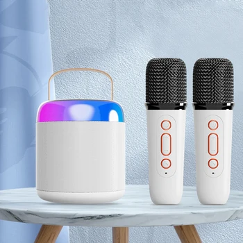 Bluetooth מיקרופון מכונת קריוקי רמקול נייד עם מערכת 1-2 מיקרופונים אלחוטיים מוסיקה MP3 Player עבור ילדים מבוגרים בבית