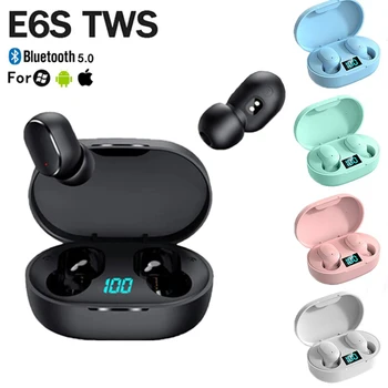 E6S TWS Bluetooth אוזניות אלחוטיות bluetooth אוזניות ביטול רעש אוזניות עם מיקרופון אוזניות Xiaomi סמסונג
