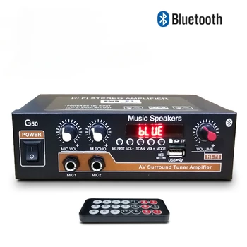 G50 נשמע מגבר Bluetooth אודיו דיגיטלי להגביר 2.0 ערוץ TF תומך ב-USB מיקרופון RCA רדיו FM ייבוא AC 110V / 220V