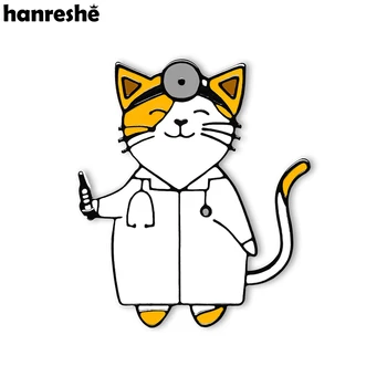 Hanreshe יצירתי חתול הרופא אמייל סיכת סיכה רפואי וטרינרי דש תרמיל תג מצחיק תכשיטים עבור אחות רפואה סטודנט