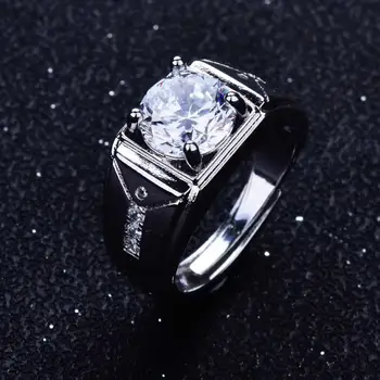 HOYON 925 כסף חיקוי שר טבעת אבן 2 קראט יהלומים שחורים הטבעת של האישיות הדומיננטית אנשי עסקים הטבעת של תכשיטים