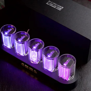 LED זוהר צינור שעון RGB דיגיטלי RGB אור בלילה שעון יציאת USB Nixie לצפות קישוט מרובים מצבי תאורה השולחן קישוט מתנה