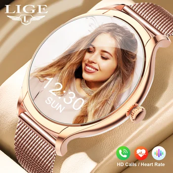 LIGE החדש Bluetooth לקרוא שעון חכם נשים 1.39 אינץ 360*360 HD, מסך תצוגה מותאמת אישית פני שעון יוקרתי עמיד למים, הגברת Smartwatch