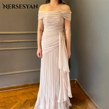 Nersesyan סקסי שיפון ערב רשמי שמלות מלמלה קפלים מחוץ כתף צד שמלות שיבה הביתה קו עטוף 2023 שמלה לנשף
