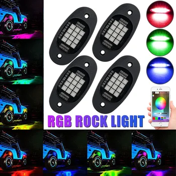 RGB רוק אורות Bluetooth בקרת יישום אווירה מנורת LED Underglow אור 4 ב-1 עבור מכונית ג ' יפ משאית רכב שטח מחוץ לכביש