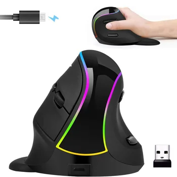 SeenDa USB אנכי עכבר אלחוטי נטען יד ימין ארגונומיה עכבר Gaming גיימר מחשב נייד עם תאורה אחורית RGB העכבר