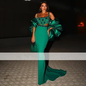 אלגנטי ירוק בת ים שמלה לנשף 2023 עם חלל חשוך שתי חתיכות ערבית ערב רשמית מסיבת יום ההולדת שמלות