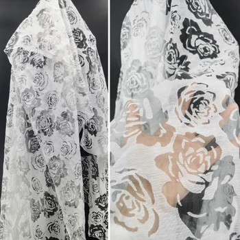 אקארד מרקם בד, ורד לבן חצי שקוף לבוש יצירתיים שמלת בד למ 