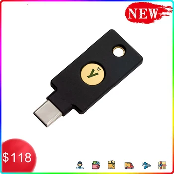 במלאי Yubico YubiKey 5C NFC USB-C מפתח אבטחה,WebAuthn, FIDO2 CTAP1, FIDO2 CTAP2, אוניברסלי 2 פקטור (U2F)