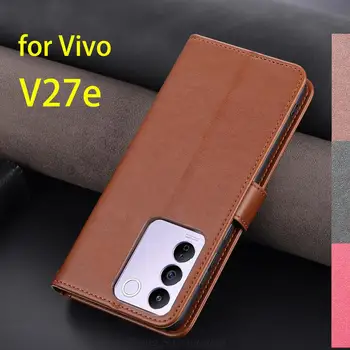 במקרה Vivo V27e עור PU כיסוי מחזיק כרטיס שקיות ארנק מגן מקרה טלפון fundas coque