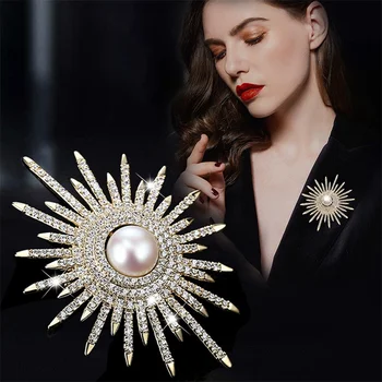 האופנה ריינסטון חיקוי פרל הסיכה לנשים בציר גבישים באיכות גבוהה Broochs סיכות תכשיטים אביזרי ביגוד