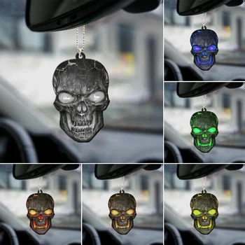 המכונית המראה האחורית קישוט רכב עיצוב פנים תליון צבעים ליל כל הקדושים גולגולת 7 אישיות המראה האחורית עיצוב