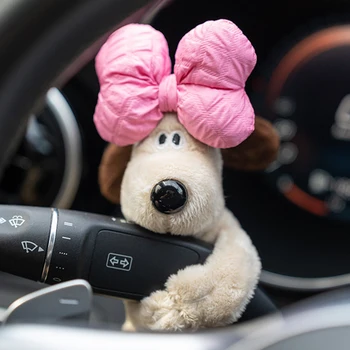 הסגנון החדש המכונית ההשעיה קישוט חמוד Bowknot הכלב קטיפה בובות קישוט רכב אביזרים נשי חמוד אביזרי רכב