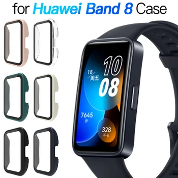 זכוכית + תיק עבור Huawei הלהקה 8 Accessoroy PC-סביב כל באמפר כיסוי מגן + מגן מסך על Hauwei Band8 אביזרים