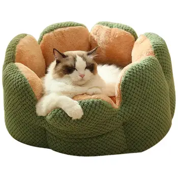 חיות מחמד למיטה סיבוב סופגנייה מרגיעה סופגנייה עושה כלב במיטה רכה חתול מיטה רחיץ פרח חתול קן נוח לישון כלב מחמד בבית