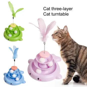 חתול משחק צעצוע מצוין משטח חלק 3 שכבות חתול מחמד הפטיפון מסלולים צעצוע מחמד אביזרים חתול צעצוע חתול טיזר צעצוע