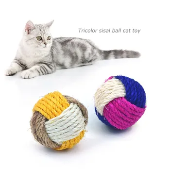חתול סיסל הכדור חתול צעצוע חתלתול כדור צעצוע מקורה חתולים נושכים עמיד חתול מגרד צעצוע כדור חתול טובה ציוד לחיות מחמד