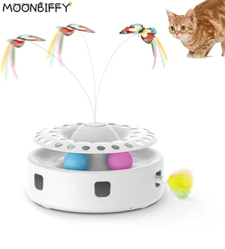 חתול צעצועים 3-in-1 חכם אינטראקטיבי חתלתול צעצוע רפרוף פרפר אקראי עובר מארב נוצה חתולים בל לעקוב אחר כדורים