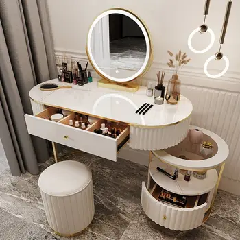 יוקרה שידות חדר שינה אור שולחן איפור מודרני סקנדינבי מינימליסטי נשלף יצירתי ארון לאחסון יהירות רהיטים