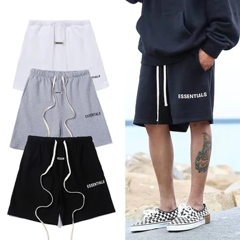יסודות מכנסיים קצרים של הגברים קיץ מזדמן Sportpants אותיות דפוס גדול אופנה היפ-הופ Hight רחוב כושר ריצה ניקל