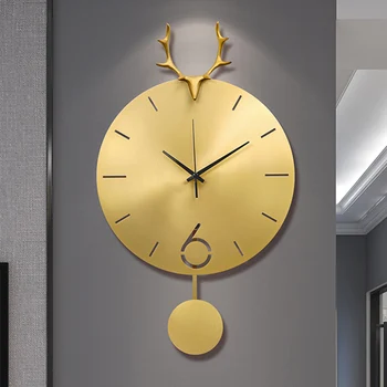 יצירתי גדול שעון קיר מודלים סלון עגול זהב נורדי מטבח שעון קיר מתכת Duvar Saati אביזרים לבית AB50WC
