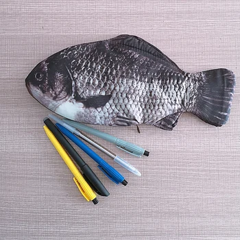 יצירתי מדומה דגים מלוחים קלמר קיבולת גדולה עפרונות פאוץ תיק מצחיק ס קלמרים ציוד משרדי