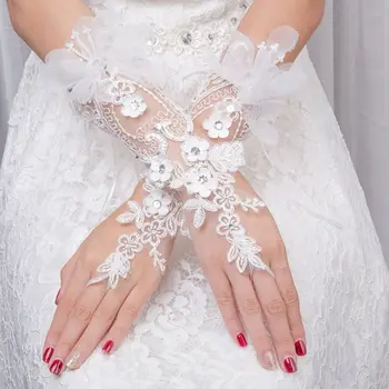 כלה תחרה Floar כפפות חתונה שמלת אבזרים קליט אצבע ארוכה הכפפה חדש מקסים