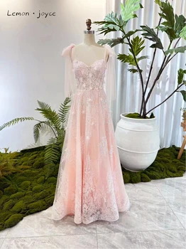 למון ג ' ויס ורוד שמלת ערב פשוטה נצנצים 3D פרחים רב קו אורך רצפת נסיכה ללבוש 2023 הגעה החדשה בתוספת גודל