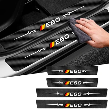 מדבקות רכב BMW E60 סמל סדרה 5 נגד שריטות הדלת אדן מגן סף הגנה סיבי פחמן סטיילינג ואביזרים