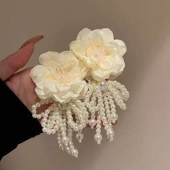 מוגזם בוהמי סגנון פרח חיקוי פרל פרפר ציצית לנשים עגילי תליון יוקרה עגילים לנשים בתכשיטים