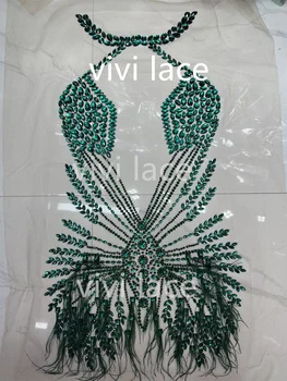 ניו יורק הגברת מעצב אופנה יהלום ירוק יוקרה נוצה אפליקציה 2023 טול ניסור שמלת כלה/שמלה/מסיבה אירוע