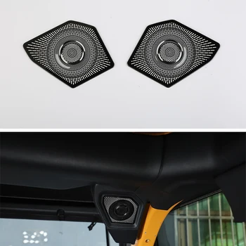 נירוסטה אחורי לרכב המטען העליון רמקול קישוט מכסה מדבקות עבור פורד ברונקו 2021+ פנים אביזרים 2pcs