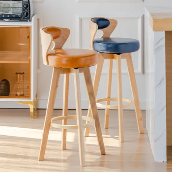 סיבוב מודרני בר-כסאות מטבח מעץ תכונת עיצוב נורדי בר כסאות יוקרה בסלון גבוהה Barkrukken רהיטים SR50BC