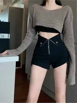 סקסי חם קוריאני נשים שרוך מזדמנים מכנסיים קצרים לנשים, קיץ דק עיצוב גבוהה המותניים חזק מכנסיים קצרים V570