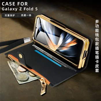 עם Spen בעל חריץ חריץ כרטיס ארנק עור חומר Case For Samsung Galaxy Z קיפול 5 Case For Galaxy Z קיפול 4 3 2 במקרה