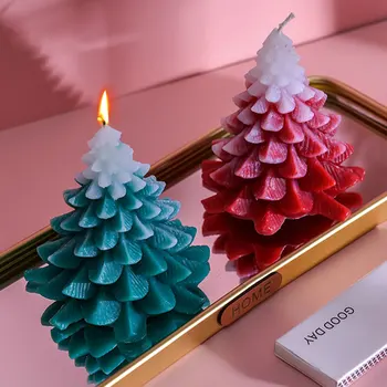 עץ חג המולד נר סיליקון עובש 3D מפעל סבון שרף קריסטל יציקת גבס מסיבת יום הולדת עוגת שוקולד עיצוב פסטיבל מתנות