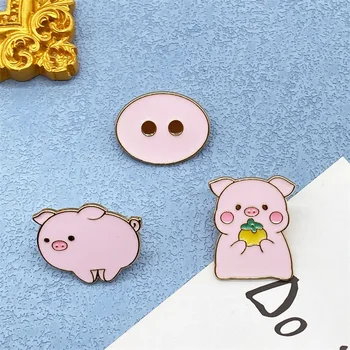 קריקטורה חמוד ורוד חזיר מתכת אמייל הסיכה מצחיק אופנה חזיר האף תג סיכה עם קטן אפרסמון אביזר אופנה, תכשיטים