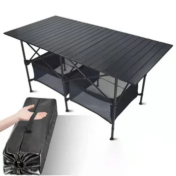 שולחן מתקפל כיסא קמפינג סגסוגת אלומיניום BBQ שולחן פיקניק מתקפל שולחן שולחן עמיד למים עמיד ריהוט גן