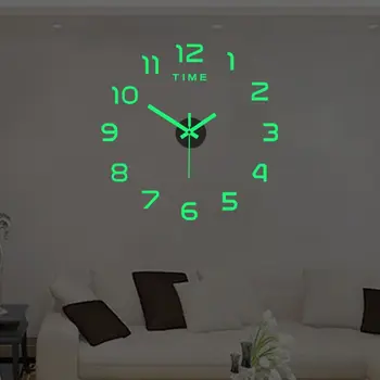 שקט Frameless מדבקות שעון דיגיטלי קיר בעיצוב קיר שעון 3D